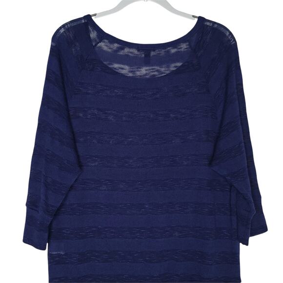 FANG Navy Shadow Striped 3/4 Sleeve Sweater, XL - Picture 3 of 10